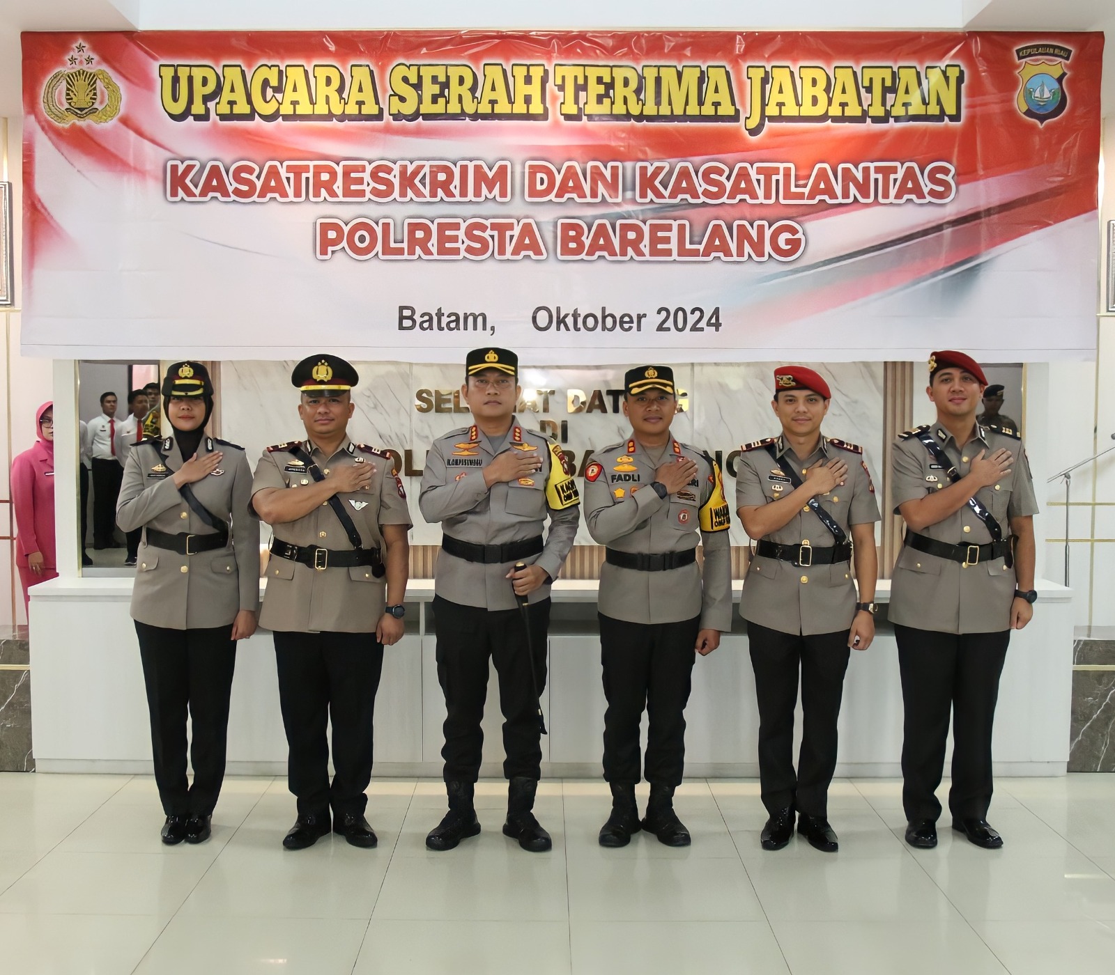 Kapolresta Barelang Pimpin Upacara Serah Terima Jabatan Kasat Reskrim dan Kasat Lantas Polresta Barelang