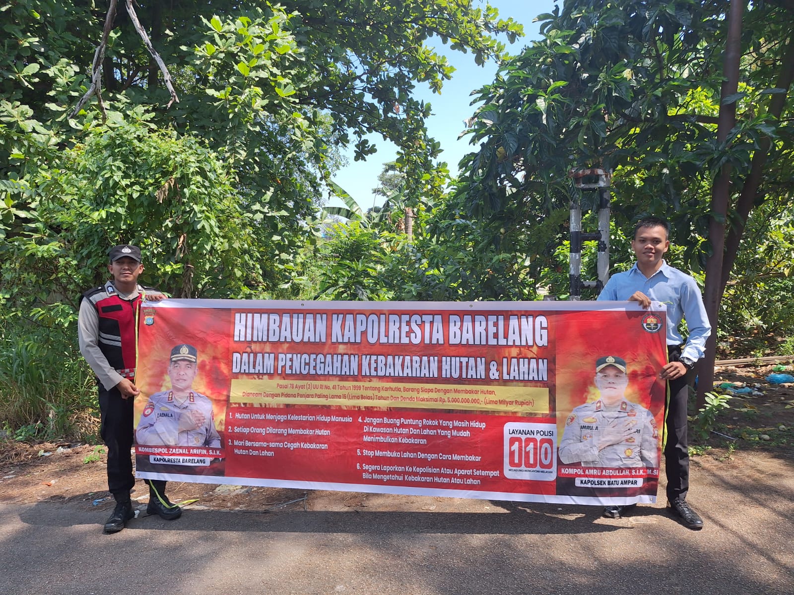 Personil Sat Sabhara Polsek Batu Ampar Laksanakan Patroli dan Himbauan Cegah Karhutla
